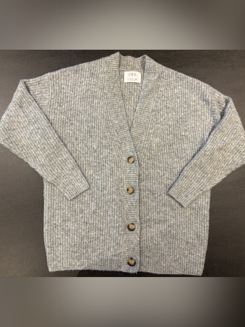 Zara Heather Gray Ribbed Button Cardigan